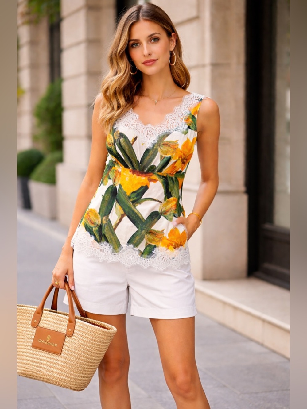 Dolce & Gabbana Floral Print Lace Top